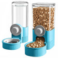 Automatic Rabbit Feeder and Water Dispenser Set,40oz Gravity Food Feeder&17oz Leak-Proof Water Bottle for Guinea Pigs,Hamsters,Chinchillas,Ferrets, Small Animals,Cage Mount Feeding Station Blue