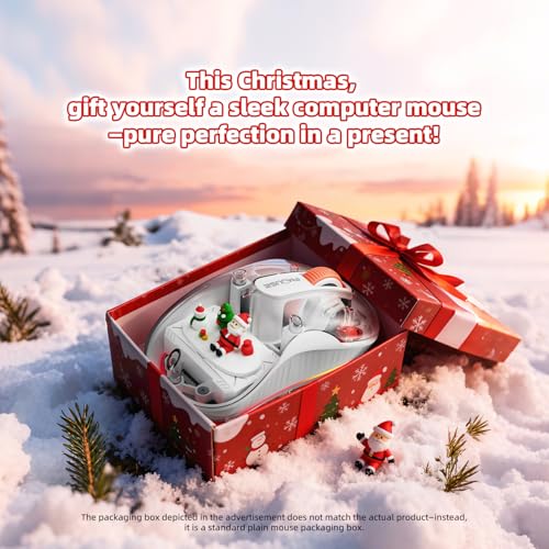 FMOUSE Transparent Wireless Mouse, Tri-Mode Bluetooth & 2.4GHz, White | Santa Claus Figurines | USB-A & USB-C Receiver | Rechargeable | MacBook Laptop iPad PC | Silent Clicks | Portable | RGB - color: White - Christmas Special Edition