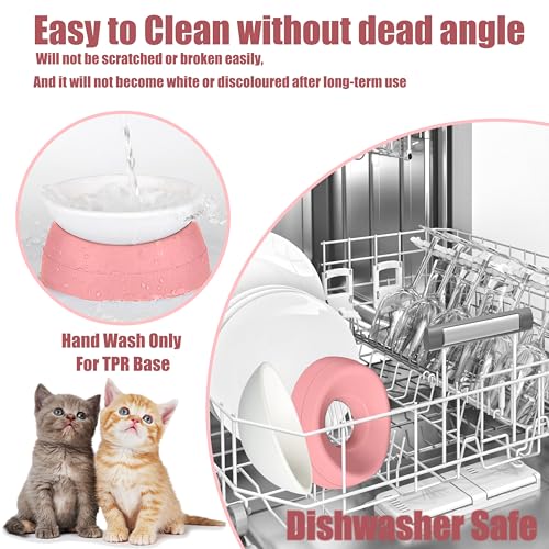 French Bulldog Food Bowl- Slanted Tilted Pug Food Water Bowl,Cat Bowl- Feeder for Frenchie/Shih Tzu/Flat Faced Small Dogs/Puppies/Cats (Pink, 2 Cup) - color: Pink, size: 2 Cup