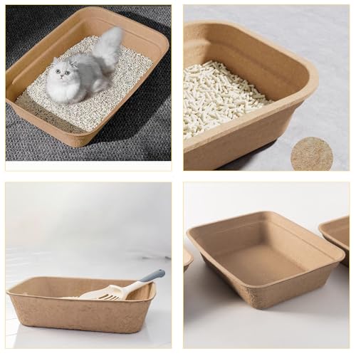 Nexboraque 8 Pack Disposable Cat Litter Box, 17 x 13.2 x 4 Inch Large Kitty Litter Box Pans Paper Cat Litter Tray for Hamster, Guinea Pig, Rabbit, Portable