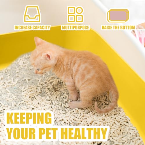 Small Litter Box, Plastic Kitten Litter Box, 13.9 x 9.8 x 3 Inch Open Litter Box for Small Pet, Easy to Clean (Yellow 4PCS) - color: Yellow 4PCS