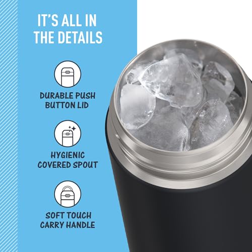 THERMOS FUNTAINER Water Bottle with Spout, 16oz, Matte Charcoal | Kids Stainless Steel Insulated Water Bottle, Keeps Drinks Cold Longer for School & Play, BPA-Free - color: Matte Charcoal, size: 16 Ounces