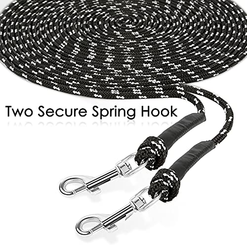 Reflective Cat Long Leash 30 FT, Outdoor Backyard Cat Tie Out Lead, Black | Backyard Play, Reflective Nylon Rope, Dual 360° Swivel Hooks, Lightweight Cat Tie Out,Black M, Small Pets - color: Black, size: 30 FT