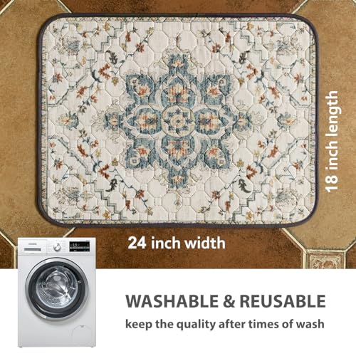 nunubaby Washable Pee Pads for Dogs, Stylish, Non-Slip and Leak-Proof Pee Pads. Reusable Potty Pads for Dogs for Crates and Floors.(Beige/Floral, 18" x24" ) - color: Beige/Floral, size: 18x24 Inch (Pack of 2)