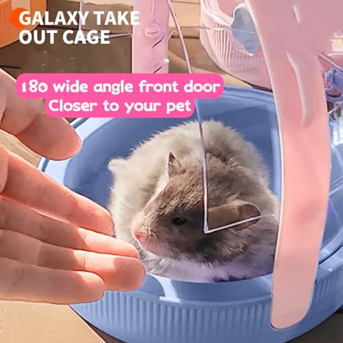 TUTU&LELE Travel Cage for Dwarf Hamster Mice Small Pets Hand Crossbody Carrier with Warm Plush Pad & Water Bottle (Pink) - color: Pink