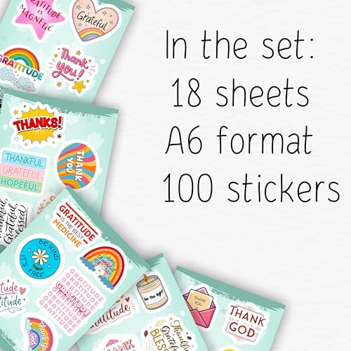 100Pcs Gratitude Stickers for Water Bottle, Thankful Sticker – Gratitude Gifts Bulk, Positive Quotes Decals – Gifts for Women & Men - color: Gratitude Stickers