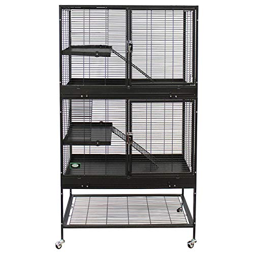 Durable All-Metal Mansion Cage for Chinchillas, Rats, Ferrets, Degus, Prairie Dogs (4-Level) - size: 32.0"L x 21.0"W x 58.0"H