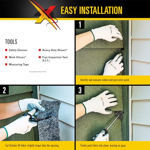 Xcluder Rodent Control Fill Fabric, Large DIY Kit with Inspection and Fit Tool, Stainless Steel Wool, Stops Rats and Mice - style: Large DIY Kit with Inspection Tool