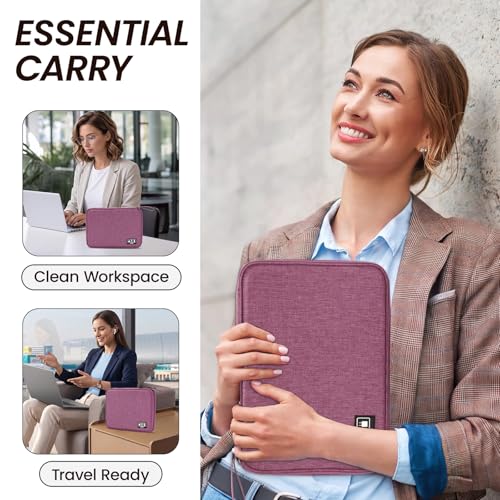 Cable Organizer Bag, Electronics Organizer Case for Tech Accessories | Store chargers, cables, power banks and adapters with elastic loops, mesh pockets and organized compartments for travel. - color: purple, size: L