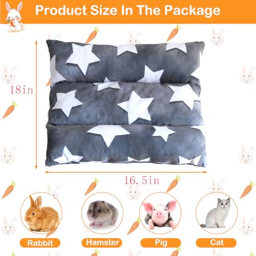 16.5 X 18in Removable and Washable Soft Rabbit Bed, Thickened and Softer Bunny Bed, Double-Sided Plush Rabbit Beds,Rabbits Concave Bed,Small Beds for Animals Indoor,Gray - color: Gray