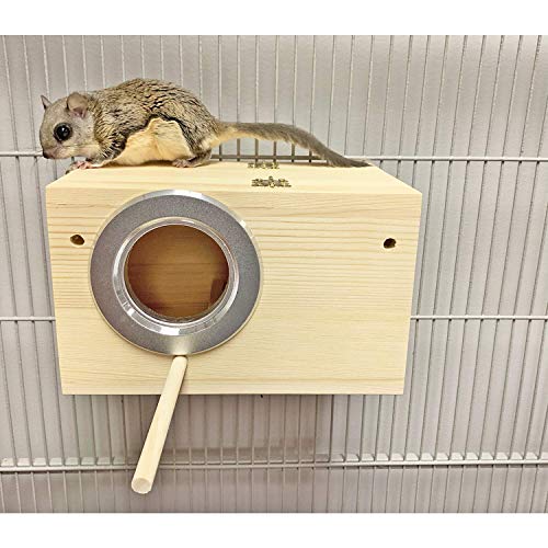 Sturdy Nest Box (S) - Cage Attachment, Hinged Lid, Perching Ledge - for Sugar Glider, Squirrel, Rat, Finch, Parakeet, Lovebird, Parrotlet, Lovebird, Canary, Cockatiel, Other Birds & Small Pets - size: Small