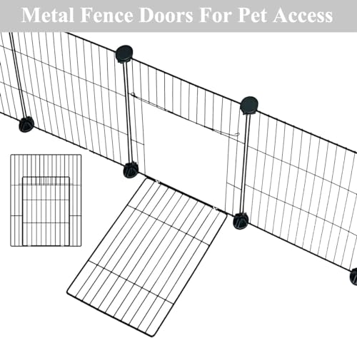 LANGXUN 12pcs DIY Small Animal Pet Playpen with Waterproof Mat, C&C Cage for Puppy Kitten, Rabbit Cage,Guinea PigsGuinea Pig Cages | Indoor & Outdoor Portable Metal Wire Yard Fence, Metal Pet Panels - style: 12 Metal Panels + Mat (11.8'' x 15")