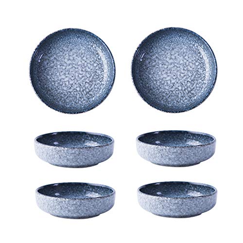 Colias Wing 3.5 Inch Japanese Style Classic Porcelain Side Dish Bowl Seasoning Dishes Soy Dipping Sauce Dishes-Set of 6-Blue - color: Blue Snow