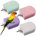 4 Pack Bird Beak Grinding Stone, Pumice Lava Ledge for Birds, Chinchillas, Hamsters, Parrots, Bird Perch Stand Climbing Ledge, Teeth & Beak Grinding Block (Short) - size: Short