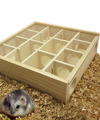 Hypeety Wooden Maze Tunnel Toy with Plastic Cover, Small Pet Animals Activity Sport Labyrinth Dwarf Hamster Play Toys Maze Tunnel Mice Wooden Funny Toy - color: Maze Tunnel