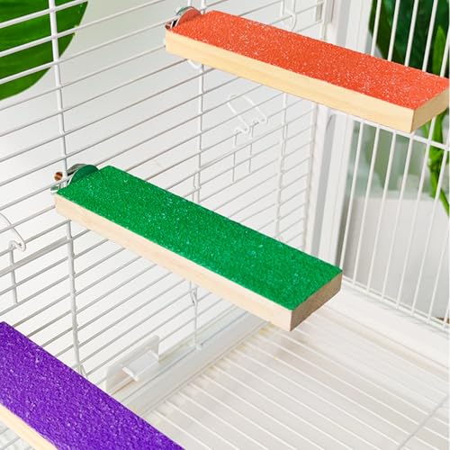 Sugar Glider Toys Cage Steps - Small Animal Climbing Steps Sharpening Claws Sugar Glider Enrichment Toys Scratching Snadpaper for Cages (Green + Orange) - color: Green + Orange
