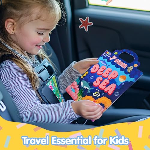 JOYIN 3-Pack Animal Reusable Sticker Book for Toddlers, 3D Sticker Book for Kids 3 4 5, Travel Essentials, Airplane Activity Toys, Crafts Gifts, Birthday Gifts - Farm, Ocean, Safari