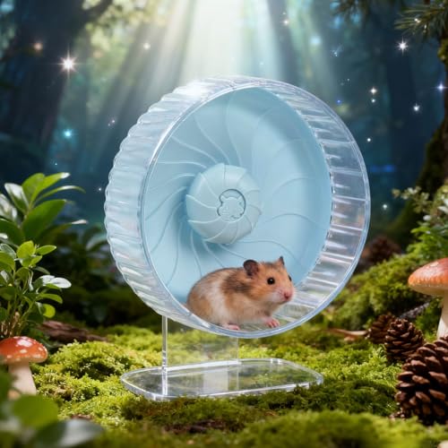 8 inch Silent Hamster Wheel with Adjustable Stand, Blue | Double-Bearing Design, Adjustable Stand, Smooth-Rotating Exercise Wheel for Hamsters, Mice and Other Small Pets - color: Blue With Stand, size: 8in