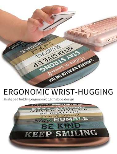 Hokafenle Ergonomic Wrist-Hugging Mouse Pad Wrist Support, U-Shaped Holding Wrist Rest Mousepad for Carpal Tunnel Pain Relief with Cushioned Memory Foam Slope Massage Bulge (10.2x8.3 in,Believe) - color: Believe in Yourself
