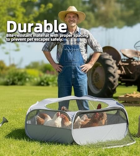 Small Animal Playpen with Mesh Cover & Waterproof Bottom Cat Tent Chicken Brooder Rabbit Guinea Pig Cage Playpen for Small Animals Indoor Outdoor Use - color: Silver Gray