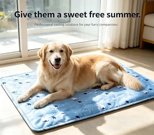 ZeQi Gel-Filled Cooling Mats for Cats Dogs Pets 35''x24'', Water-Proof Surface, Summer Dog Cool Mat, Cooling Cat Bed, Cool Mat, Ice Mat, Seat Cushion for Summer (Large, Animal Print) - size: Large