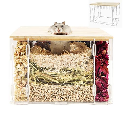 Visible Hamster Digging Box(Acrylic) | for Syrian Dwarf Hamsters, Acrylic Critter's Sand Bath Shower Room & Digging Sand Container,Transparent - color: Transparent