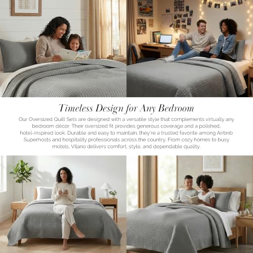 Southshore Fine Living, Inc. Summer Bedspreads Queen Size Quilts with Shams, Full Bedding Set, Quilt Coverlet Queen Size, Full Bedspread with 2 Pillow Shams, Summer Bedding Sets, Steel Grey Quilt - color: 04 - Grey, size: Full / Queen