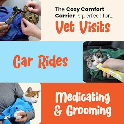 Cozy Comfort Carrier - Small Light Blue Cat Carrier Soft and Pet Carrier Administration, Grooming, Vet Visits, Dental Care, and Nail Trimming - color: Light Blue, size: Small