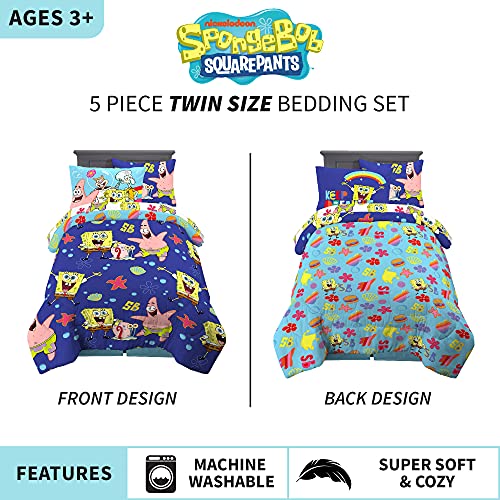 Franco Kids Bedding Super Soft Comforter and Sheet Set with Sham, 5 Piece Twin Size, Spongebob Squarepants - color: Spongebob Squarepants, size: 5 Piece Twin Size