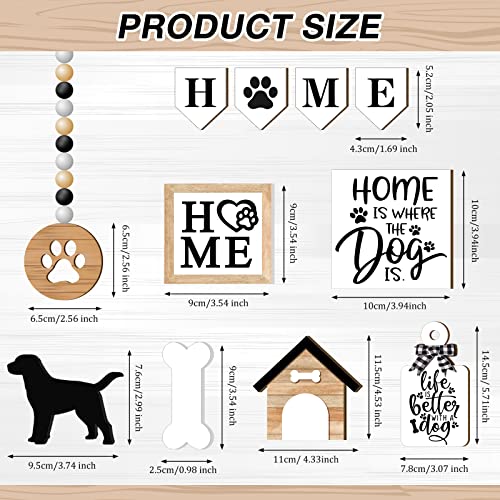 FairySandy 11 Pcs Dog Tiered Tray Decor Dog Home Rustic Farmhouse Tiered Tray Decorations Set Home Wooden Signs Vintage Farm Animal Farmhouse Tabletop Wood Signs for Kitchen Table Shelf Decor - style: Dog