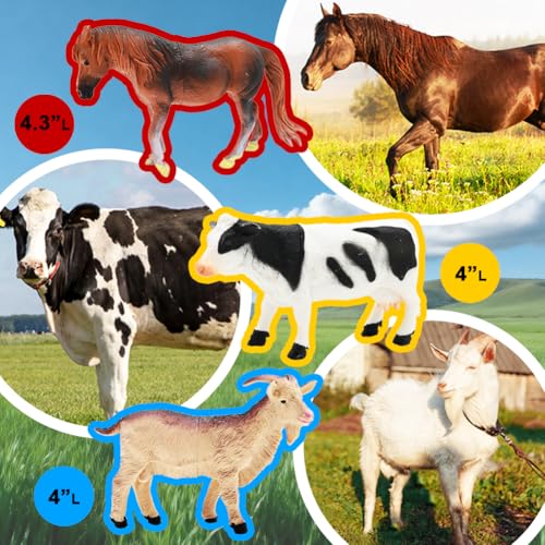 Kimicare 3 Pack Farm Toy Tractor with 40pcs Plastic Farm Animals Figurines and Fence Farm Playset, Farm Figures Farmer Vehicle Toy Truck with Trailer Birthday Gifts Christmas Stocking Stuffers - style: Farm Animals Figures