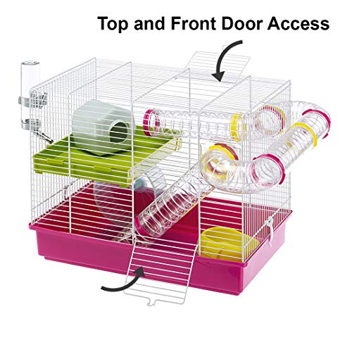 Ferplast Laura Small Hamster Cage | Fun & Interactive Cage Measures 18.11L x 11.61W x 14.8H & Includes All Accessories - style: Laura Hamster Cage
