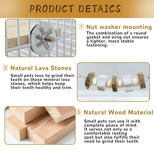 8 Pcs Chinchilla Ledges Wood Sets,Hamster Cage Platform Wooden Stand with Chew Lava Ledge Blocks Rats Climbing Toys Bridge Small Animal Cage Accessories for Gerbil Squirrel Sugar Glider - color: Gray