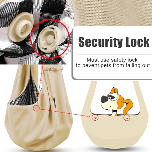 Tomkas Small Dog Cat Sling Carrier Puppy Purse Travel Wrap Soft Crossbody Pet Bag (Cream, M - Classic Pocket & Classic Strap) - color: Cream