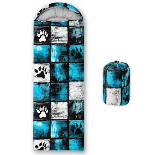 QOOMO Camping Sleeping Bags,3 Season Warm & Cool Weather,Lightweight,Waterproof Sleeping Bags for Adults & Kids,Traveling,and Outdoors,Camping Gear Equipment - color: paw print