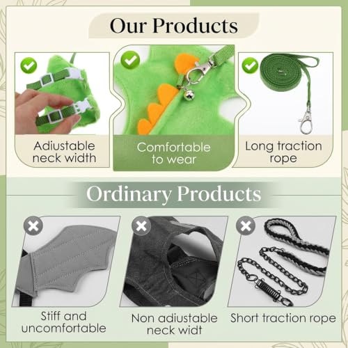 Ferret Harness and Leash Set, Small Animals Vest Harness, Adjustable Straps & Magic Tape Design for Puppies, Cats, Squirrels, Rats, Bunnies, Ferrets, Outdoor Walking - color: Green
