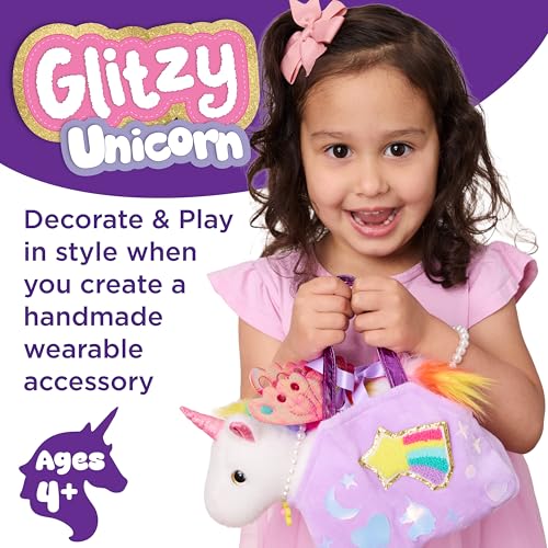 Creativity for Kids Glitzy Unicorn Kit | Adopt, Accessorize & Decorate Your Plush Pet | Toddler Purse & BFF Jewelry | Encourages Imaginative Play & Fine Motor Skills (Ages 4+) - style: Glitzy Unicorn
