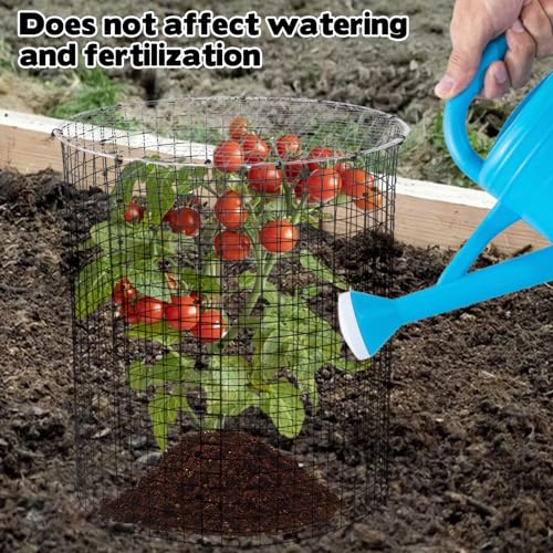 6 Sets of 18'' x 12'' Garden Plant Protectors from Animals with Detachable Covers Metal Plant Cage Chicken Wire Cloche with Ground Stakes and Nylon Tie Wire Plant Cage to Keeping Bunny Animals Out - size: 18x12Inch