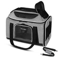 Top-Expandable Small Pet Carrier 18"x13"x9.5" Airline Approved | for Southwest Airlines, Lockable Safety Zippers and Anti-Scratch Mesh, Soft-Sided, Pets Under 10 Lbs, Grey - color: Grey, size: 18.0"L x 13.0"W x 9.5"H