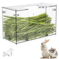 Acrylic Rabbit Hay Feeder with Lid, Transparent Hanging Food Dispenser Hay Feeder for Bunny Rabbits Guinea Pig Cage Chinchillas Hamsters Small Pets and Animals（Small - size: S