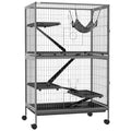 PawHut Metal Small Animal Cage, 5-Tiers Rolling Big Ferret Cage, Gray | with Hammock, Removable Tray, for Chinchilla, Sugar Glider - color: Grey, size: 31.5"L x 20.5"W x 50.5"H