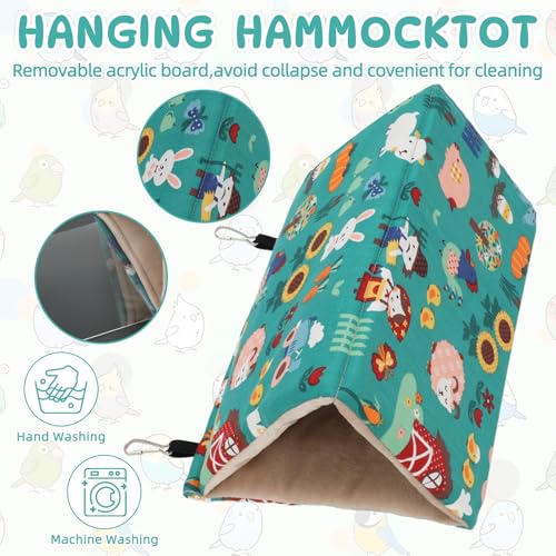 Rypet Bird Nest House, Bird Bed for Cage, Hanging Hammock Bird Hut,Forest L | Warm Plush Cotton Comfort, Side Hole Entry, Dual Hanging Straps for Cage, Machine Washable, Green Bird Tent for Large Birds - color: Forest Green, size: Large (Pack of 1)