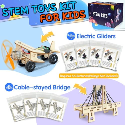 kortes 24Pack STEM Kits for Kids Classroom, Science Building Project Craft for Ages 8 9 10 11 12, 3D Wooden Model Kit, STEM Toys for Boys Girls Birthday Gifts Party Favors School Exchange Gifts - style: Gift