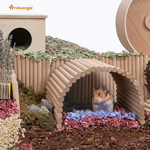 Niteangel Hamster Climbing Ladder Wooden Suspension Bridge for Guinea Pigs Rats Hedgehog Gerbils Mouse Sugar Glider and Other Small Animals (Medium) - size: 15.7" x 7.9"