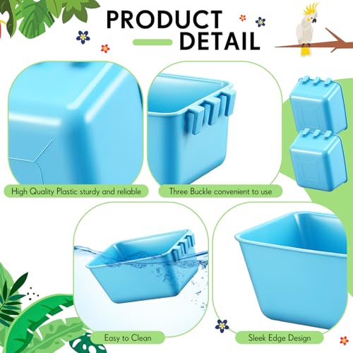50 Pcs Cage Cups Chicken Feeder Cups 16 oz Hanging Bird Food Water Bowl Bunny Cage Feeding Dish for Pet Parrot Rooster Parakeet Poultry Pigeon(Sky Blue) - color: Sky Blue
