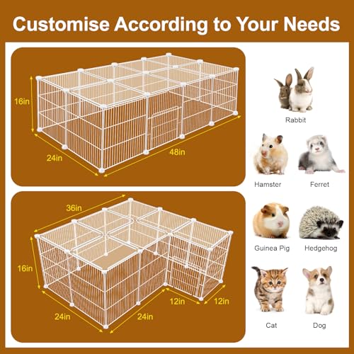 VISCOO 20 Panels Small Animal Playpen, Pet Playpen, Guinea Pigs Cages | C&C Cage, Rabbit/Bunny Cage, Puppy Play Pen, Indoor Outdoor Portable Metal Wire Yard Fence(White) - color: White, style: 20 Panels- 48"L x 24"W x 16"H