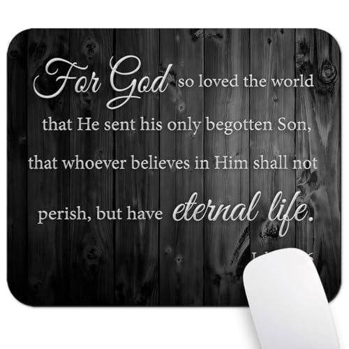 for God So Loved the World John 3:16 Mouse Pad, Christian Bible Desk Mat | 9.5"x 7.9", Inspirational Quote, Verse Scripture, Rustic Wood Grain, Black and White, Cute Smooth & Anti-Slip Mousepad - color: Colorful Design Wknoon-Art 24