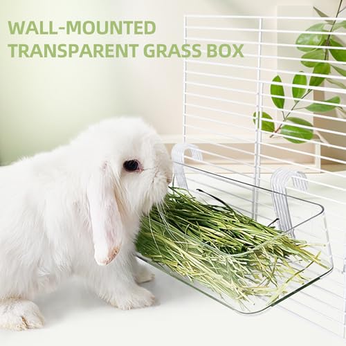 Rabbit Litter Box with Steel Grids, Low Entry Bunny Litter Pan with Hay Feeder & Broom, 15.4x11.2x4.7 inch for Rabbits Guinea Pigs Ferrets Small Animals (Green)