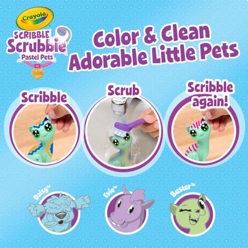 Crayola Scribble Scrubbie Pastel Pets (3ct), Grooming Animal Toy for Kids, Washable Animal Figurine, Kids Gift, Toys for Girls & Boys, 3+ - size: Small, style: Pastel Pets