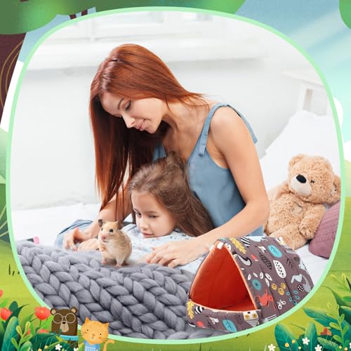 Ripeng 6 Pcs Guinea Pig Hideout Guinea Pig Bed House Rabbit Tunnel Washable Small House Cage Accessories for Hedgehog Mouse Chinchillas Hamster Ferrets Bearded Rats(7.9inch Night in the Forest) - style: 7.9Inch Night in the Forest